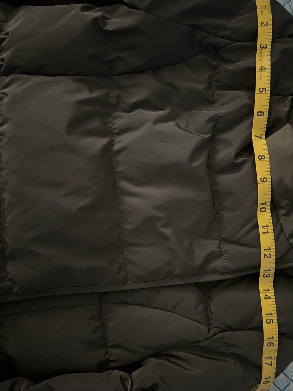 Women's Brown Asymmetrical Puffer Coat with Wide Collar - Picture 5 of 6